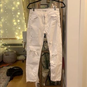 Zara Woman - white ripped denim jeans